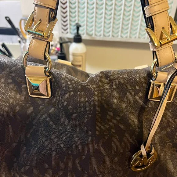 Michael Kors Grayson Signature Satchel – Dark Brown/Beige - Picture 7 of 15